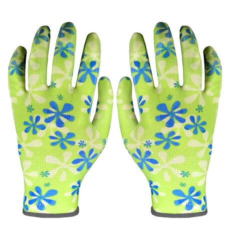Rękawiczki Floris w kwiatki z nitrylem rozmiar 6 zielone