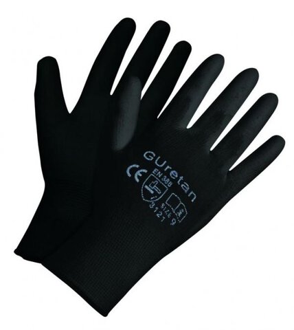 Rękawiczki ogrodowe czarne nylon powlekane poliuretanem rozmiar 10
