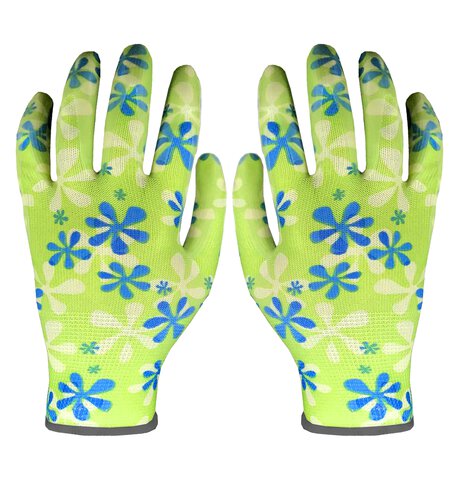 Rękawiczki ogrodowe w kwiatki powlekane nitrylem "9" 1 para