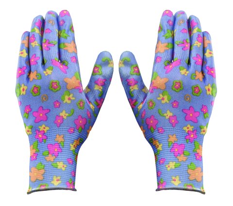 Rękawiczki ogrodowe w kwiatki Floris powlekane nitrylem "7" 1 para
