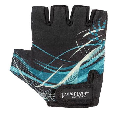 Rękawiczki rowerowe Ventura dziecięce S czarne z niebieskim wzorem