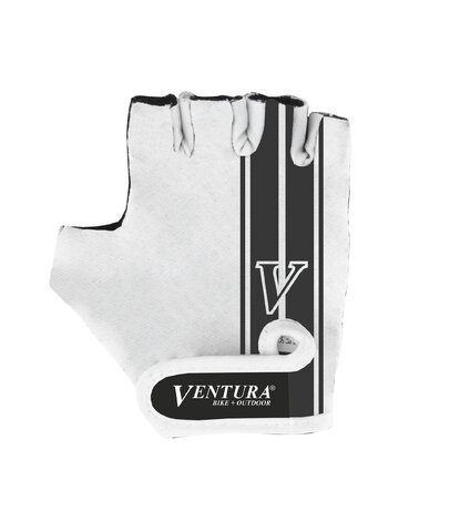 Rękawiczki rowerowe Ventura M białe z czarnymi pasami