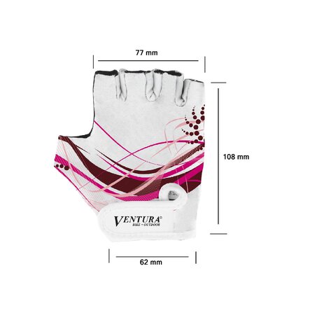 Rękawiczki rowerowe Ventura dziecięce S białe z różowym wzorem