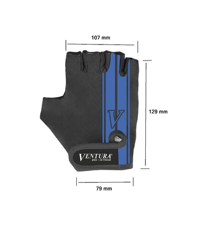 Rękawiczki rowerowe Ventura L/XL czarne z niebieskimi pasami