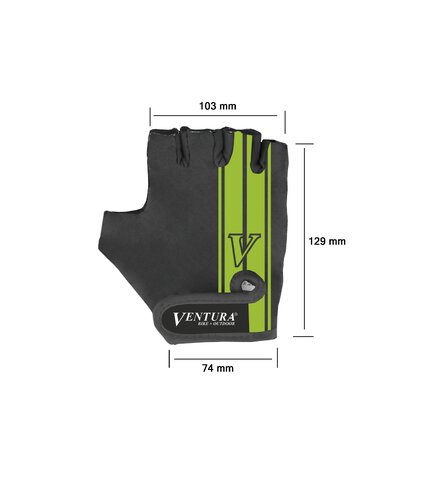 Rękawiczki rowerowe Ventura L/XL czarne z zielonymi pasami