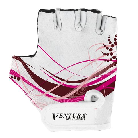 Rękawiczki rowerowe Ventura M białe z różowym wzorem