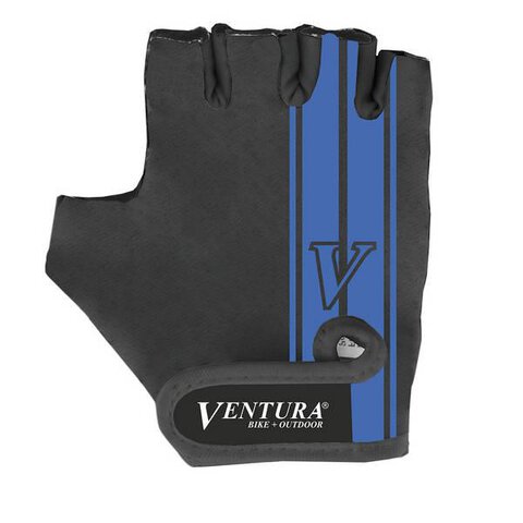 Rękawiczki rowerowe Ventura M czarne z niebieskimi pasami