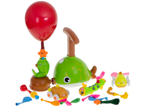 Wyrzutnia balonów z pompką, balonami i pojazdami aerodynamicznymi ryba