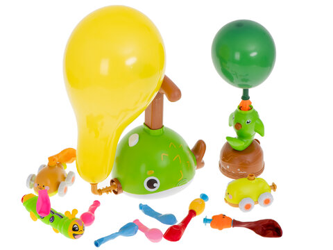 Wyrzutnia balonów z pompką, balonami i pojazdami aerodynamicznymi ryba