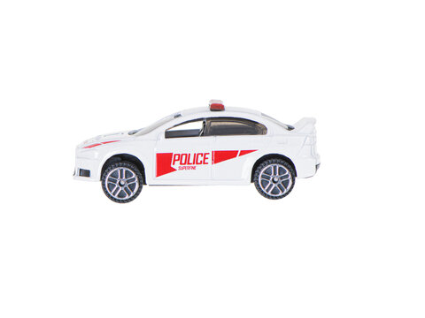 Samochód, resorak metalowo-plastikowy biały policja 7 cm