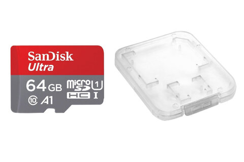 SanDisk karta pamięci microSDXC dla Androida 64 GB klasa 10 100 MB/s UHS-I + adapter + opakowanie na SD i MicroSD