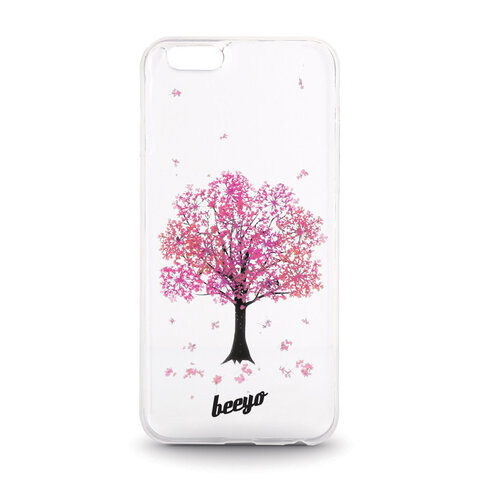 Silikonowa nakładka etui beeyo Blossom do iPhone 5/5s transparentna / różowa + szkło hartowane