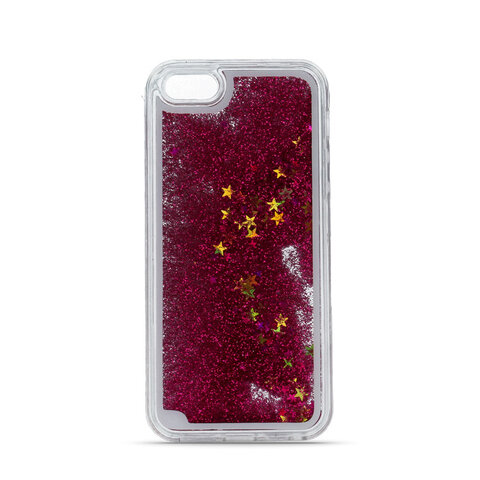 Silikonowa nakładka Liquid Glitter do iPhone 5/5s/5se ciemnoróżowa + szkło hartowane