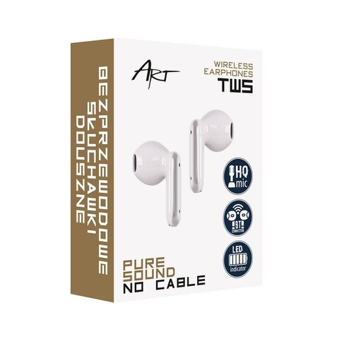 Słuchawki bezprzewodowe / bluetooth Stereo TWS ART AP-TW-B4W + stacja dokująca ze złączem typ C białe