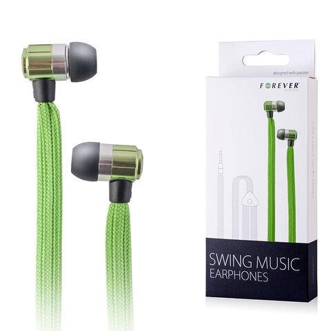 Słuchawki douszne Forever Swing zielone sznurówki z mikforonem