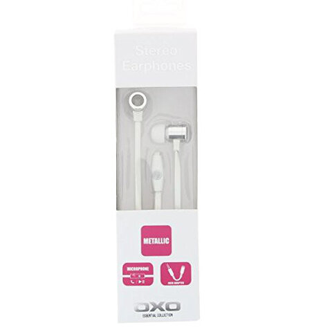Zestaw słuchawki OXO XHSST35MENI6 biało - srebrne 1.2m jack + adapter Skystars AUX mini jack - USB-C