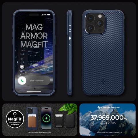 Etui Spigen MAG ARMOR (MagSafe) do IPhone 15 PRO MAX granatowe