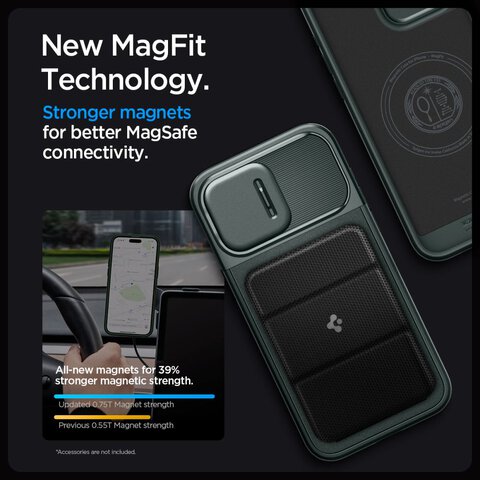 Etui Spigen OPTIK ARMOR MAG (MagSafe) do IPhone 15 Pro zielone