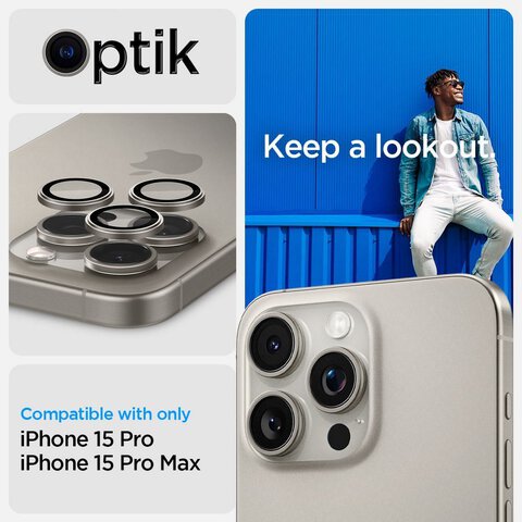 SPIGEN osłona aparatu OPTIK.TR ”EZ FIT” 2-pack do IPHONE 14 Pro / Pro Max / 15 Pro / Pro Max natural titanium
