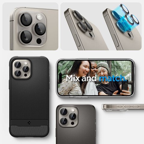 SPIGEN osłona aparatu OPTIK.TR ”EZ FIT” 2-pack do IPHONE 14 Pro / Pro Max / 15 Pro / Pro Max natural titanium