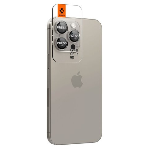 SPIGEN osłona aparatu OPTIK.TR ”EZ FIT” 2-pack do IPHONE 14 Pro / Pro Max / 15 Pro / Pro Max natural titanium