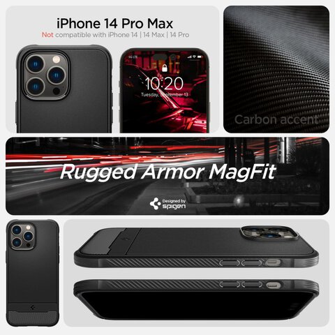 Etui Spigen RUGGED MAG ARMOR MAG (MagSafe) do IPhone 14 Pro Max czarne 