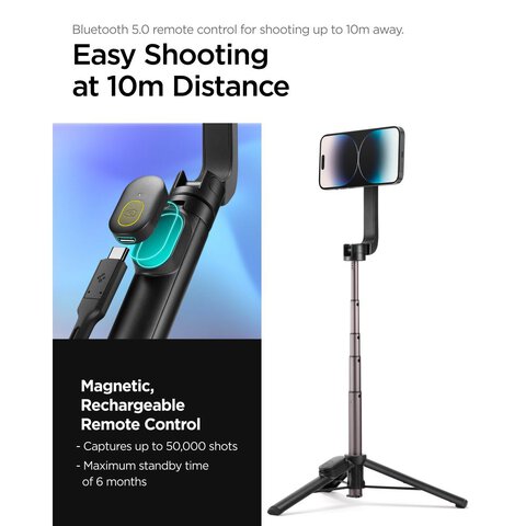 Spigen selfie stick S570W tripod MagSafe z Bluetooth czarny