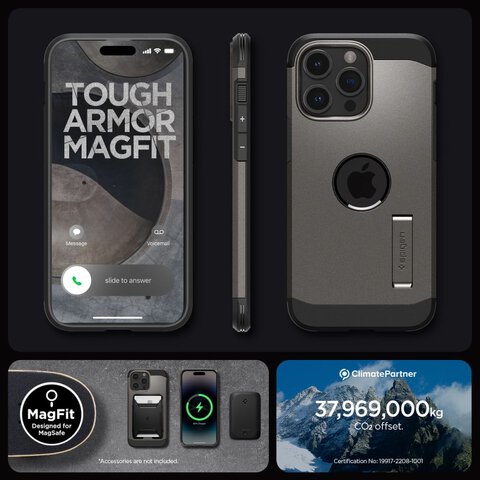 Etui Spigen TOUGH ARMOR MAG (MagSafe) do IPhone 15 Pro stalowy szary