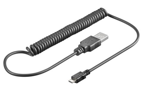 Spiralny / sprężynowy kabel micro USB 1m Goobay 62334