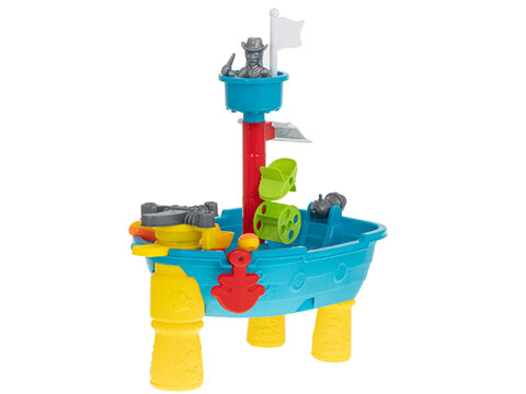 Stolik do zabawy piaskiem i wodą w kształcie statku pirackiego akcesoria 25 elementów