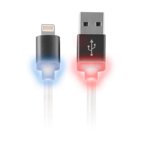 Świecący kabel USB do Apple iPhone 5 / 6 czarny metalowy