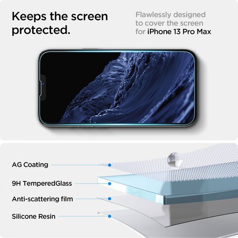 SZKŁO HARTOWANE SPIGEN GLAS.TR ”EZ FIT” IPHONE 13 / 13 PRO