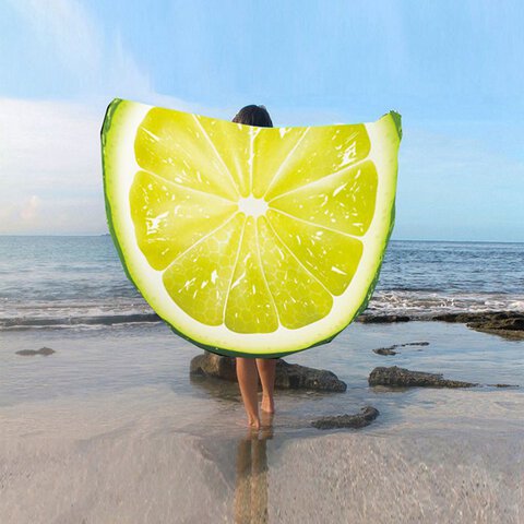 Szybkoschnąca mata plażowa limonka 135cm 
