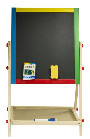Dwustronna tablica stojąca z półką kredowa  magnetyczna 49 cm