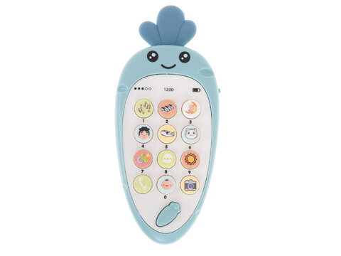Edukacyjny telefon smartfon w kształcie marchewki dla dzieci niebieski