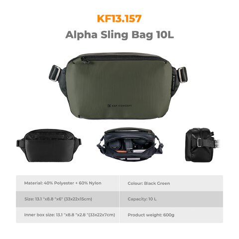 Torba fotograficzna K&F Concept Alpha Sling Bag 10 l - ciemnozielona