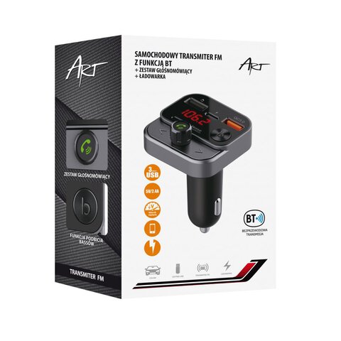 Transmiter FM MP3 z bluetooth 5.0 + USB A QC3.0 + Typ C (total 30W) ART FM-84B