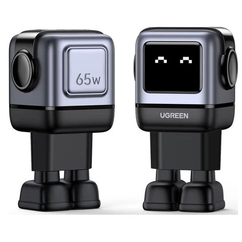 Ugreen Nexode RG Robot GaN CD361 25685B 65W szybka ładowarka sieciowa z 2 gniazdami USB-C PD oraz USB
