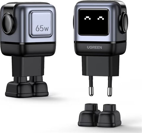 Ugreen Nexode RG Robot GaN CD361 25685B 65W szybka ładowarka sieciowa z 2 gniazdami USB-C PD oraz USB