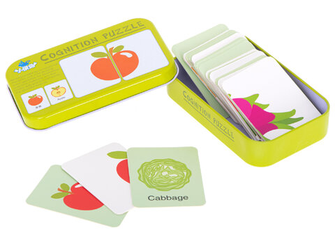 Puzzle układanka obrazkowa w puszce dla dzieci warzywa i owoce 32 elementy