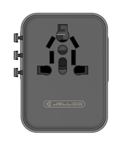 Uniwersalny adapter podróżny JELLICO S9 PD 2xUSB-C + 1xUSB 3.4A Max 2500W Czarny