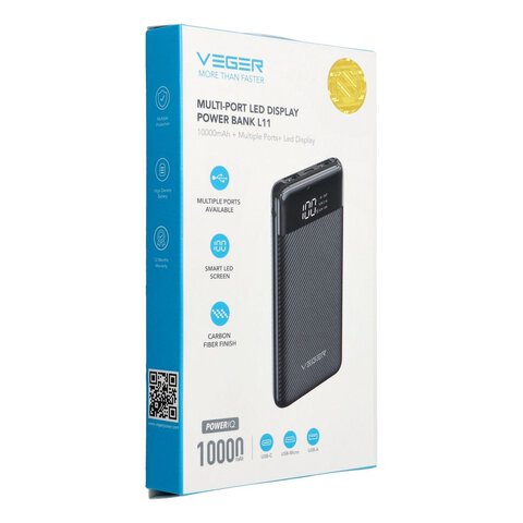 VEGER powerbank 10 000 mAh L11 (W1087) czarny VEGER powerbank 10 000 mAh L11 (W1087) czarny
