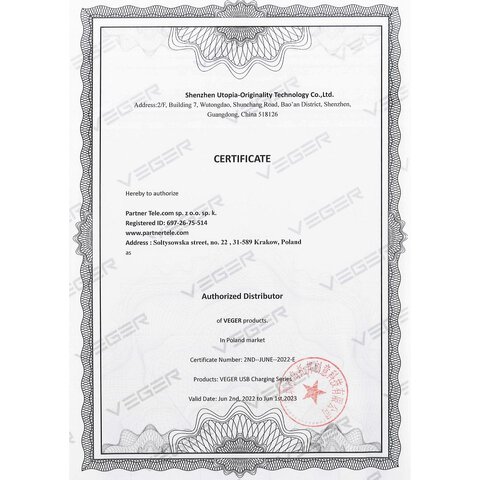 VEGER powerbank 10 000 mAh PD QC3.0 2A 22,5W S11 (W1140) czarny