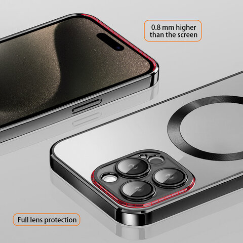 Vmax nakładka Electroplating Mag TPU do iPhone 15 Plus 6,7" czarna
