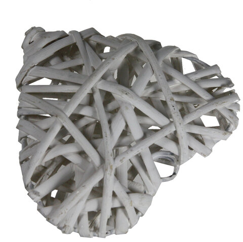 Wiklinowe serce dekoracyjne białe 20 cm