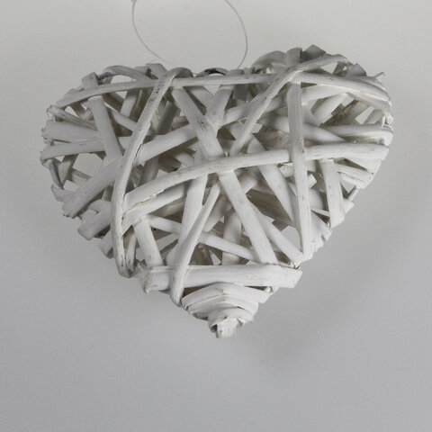 Wiklinowe serce dekoracyjne białe 20 cm