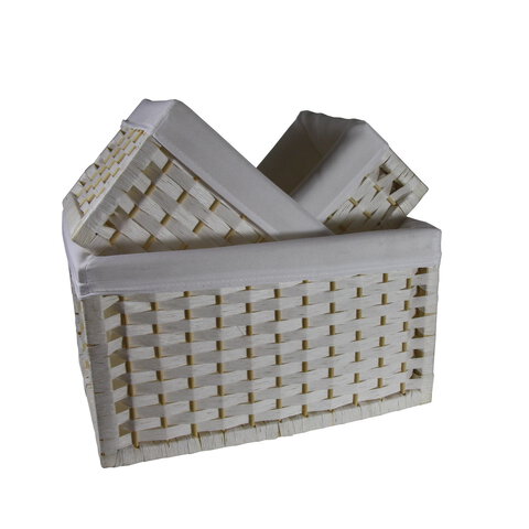 Wiklinowe koszyki dekoracyjne prostokąt biały JD9509