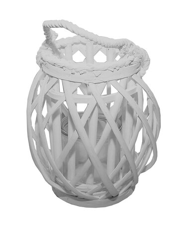 Wiklinowy Lampion dekoracyjny biały 23cm