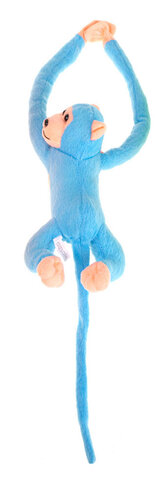 Wisząca małpka na rzepy 40 cm niebieska