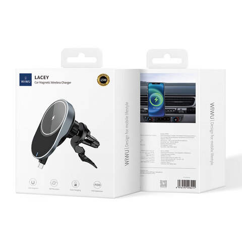 WIWU uchwyt samochodowy CH-315 magnetyczny z ładowaniem indukcyjnym czarny 15W